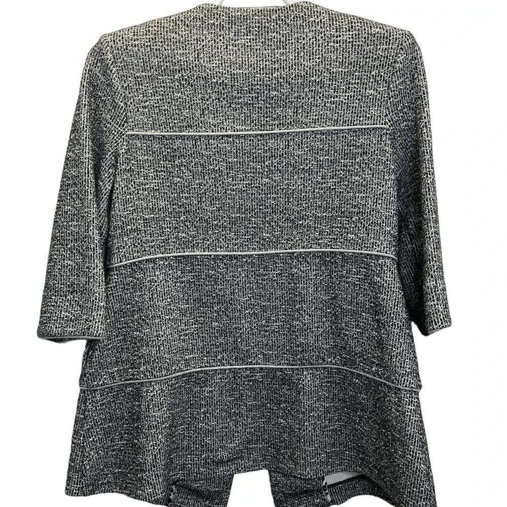 Cabi Topper Jacket‎ M Open Front Tiered Knit Gray Black Office Casual Classic